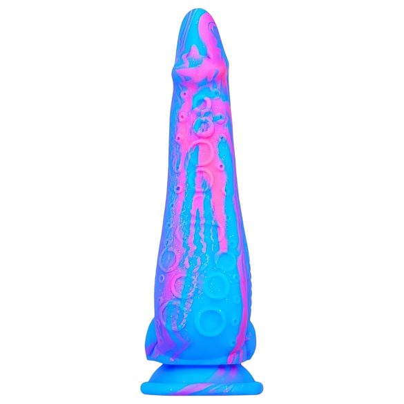Inkipus - silikoninis dildo su sėklidėmis - 18 cm - mėlyna/rožinė