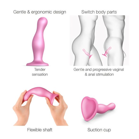 Strap-on-me Curvy S - dildo su bangelėmis, su siurbtuku - rožinis