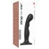 Strap-on-me - lenktas dildo su siurbtuku - juodas, S dydis