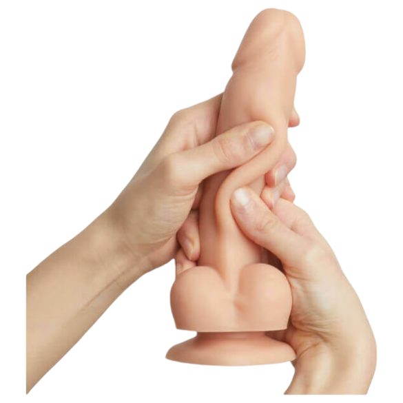 Strap-on-me S - dvisluoksnis dildo su siurbtuku (natūralus)