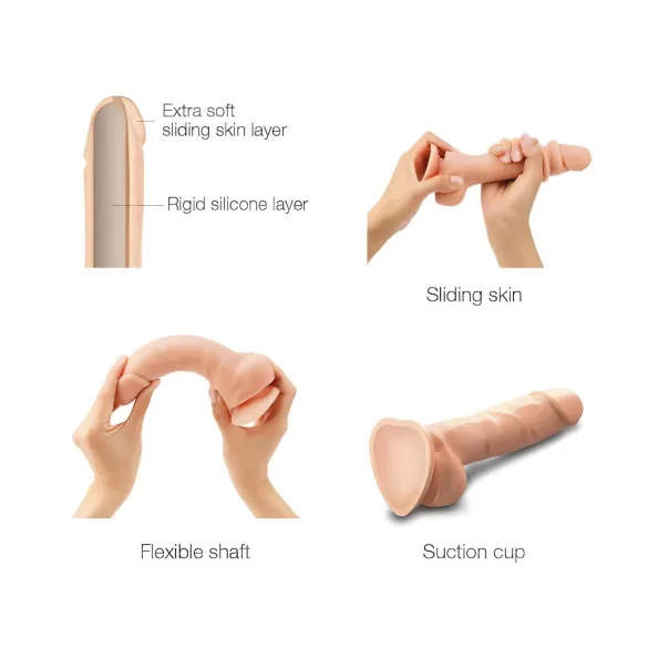 Strap-on-me S - dviejų sluoksnių, su siurbtuku dildo (kūno spalvos)