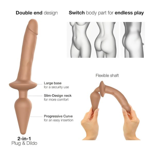Strap-on-me Swith Realistiškas S - 2in1 silikoninis dildo (natūralus)