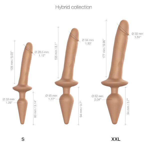 Strap-on-me Swith Realistiškas S - 2in1 silikoninis dildo (natūralus)
