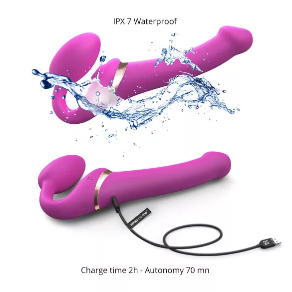 Strap-on-me M - prisegamas vibratorius su oro bangomis - rožinis