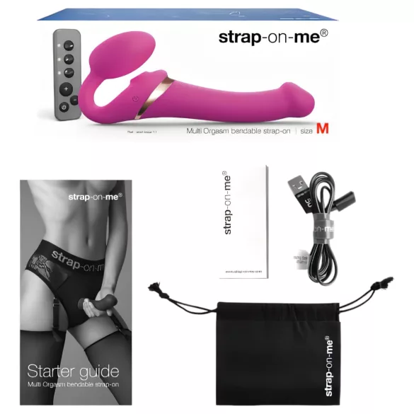 Strap-on-me M - prisegamas vibratorius su oro bangomis - rožinis