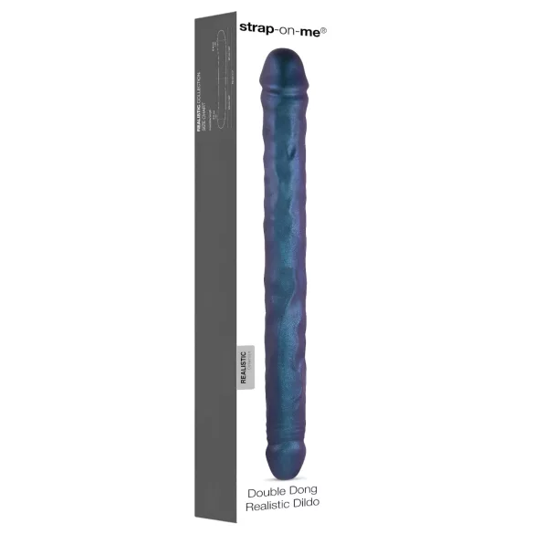 Strap-on-me - dvigubas dildo - metalo mėlyna