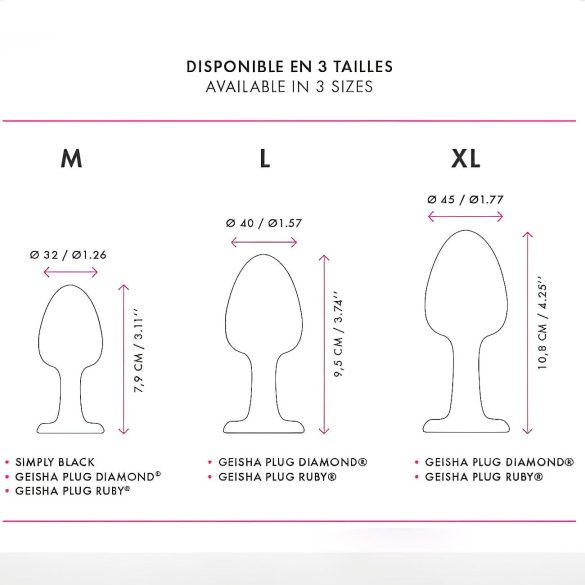 Dorcel - analinis kaištis su rožiniu akmeniu - juodas, M dydis