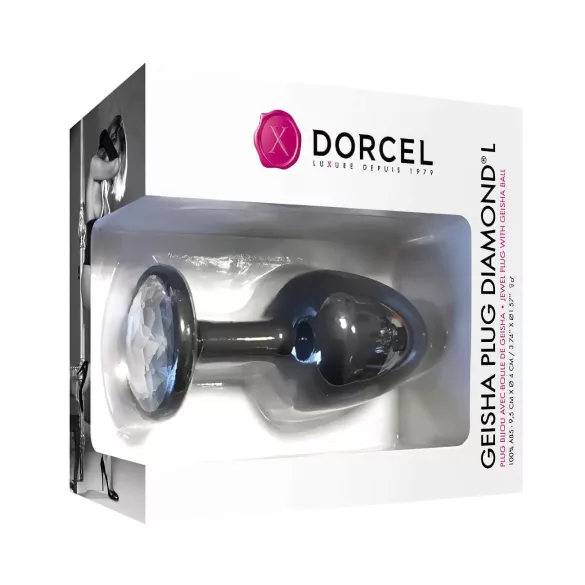 Dorcel Geisha Plug Diamond L - balto akmens analinis kaištis (juodas)