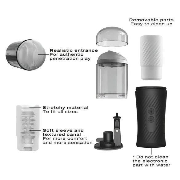 Dorcel - automatinis masturbatorius - stūmuojanti funkcija - juodas