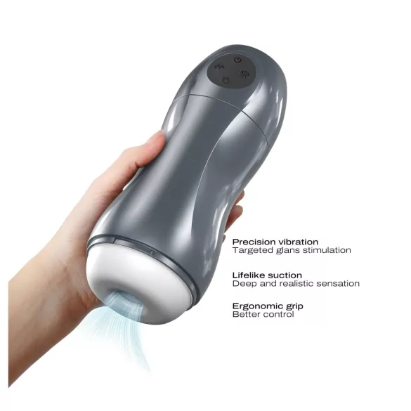 Dorcel Blowjoy Vibe - siurbimo ir vibruojantis akumuliatorinis masturbatorius (pilkas)