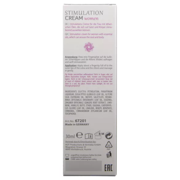 HOT Shiatsu Joyful - stimuliuojantis kremas moterims (30 ml)