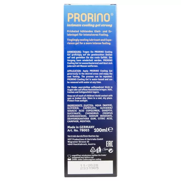 HOT Prorino - intymus kremas vyrams - stipriai vėsinantis - 100 ml