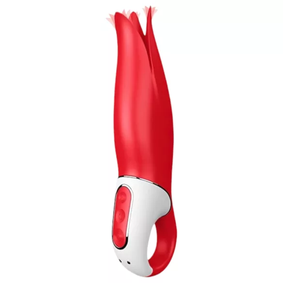 Satisfyer Power Flower - vibratorius - įkraunamas, atsparus vandeniui - raudonas