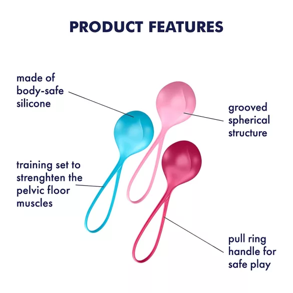 Satisfyer - geišos kamuoliukų rinkinys - 3 dalių treniruotėms