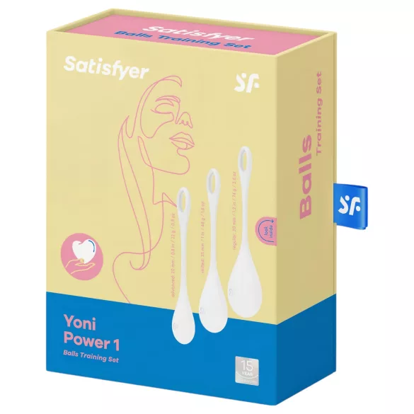 Satisfyer Yoni Power 1 - geišos kamuoliukų rinkinys - baltas - 3 dalių