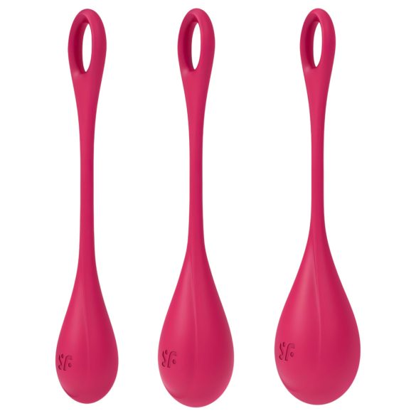 Satisfyer Yoni Power 1 - geišos rutuliukų rinkinys - raudonas (3 dalių)