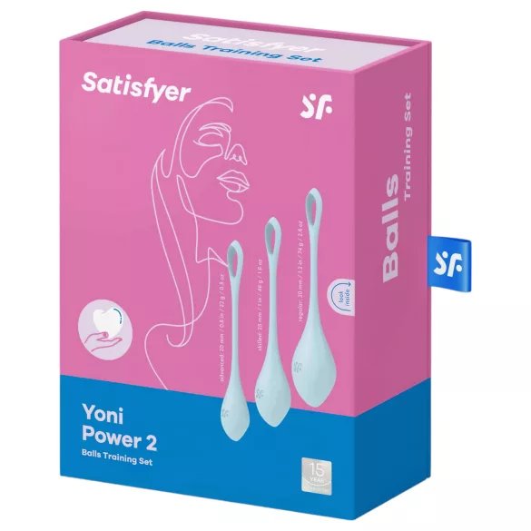 Satisfyer Yoni Power 2 - geišos kamuoliukų rinkinys - mėlynas - 3 dalių