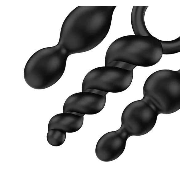 Satisfyer Booty Call - analinių kaiščių rinkinys - juodas - 3 vnt.