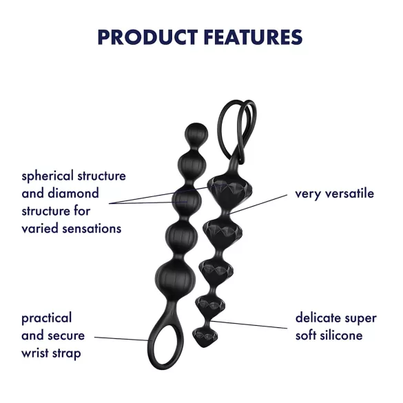 Satisfyer Love Beads - analinių karoliukų rinkinys - juodas
