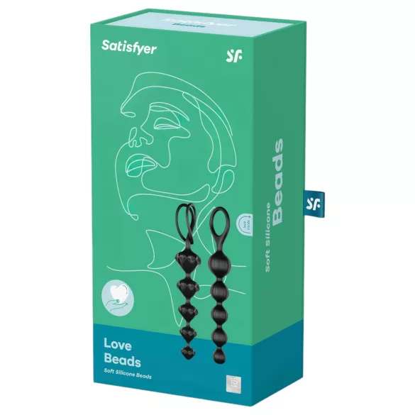 Satisfyer Love Beads - analinių karoliukų rinkinys - juodas