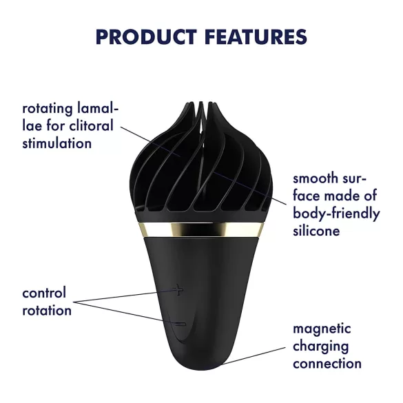 Satisfyer Sweet Treat - klitorio vibratorius su sukimu - įkraunamas, juodas
