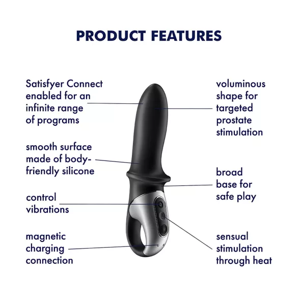 Satisfyer Hot Passion - analinis vibratorius su šildymu - juodas