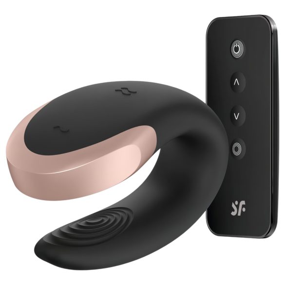 Satisfyer Double Love - išmanus, nuotolinis porų vibratorius (juodas)