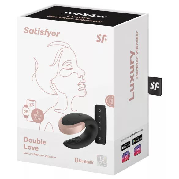 Satisfyer Double Love - porinis vibratorius - valdomas nuotoliniu būdu - juodas