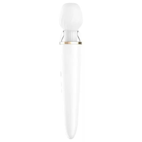 Satisfyer Double Wand-er - programėle valdomas masažinis vibratorius (baltas)