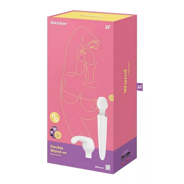 Satisfyer Double Wand-er - programėle valdomas masažinis vibratorius (baltas)