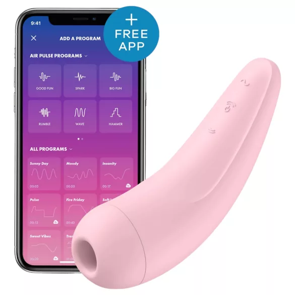 Satisfyer Curvy 2+ - programėle valdoma klitorio stimuliavimo oro bangomis priemonė (rožinė)