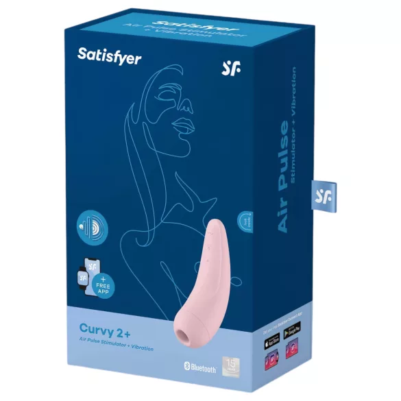 Satisfyer Curvy 2+ - programėle valdoma klitorio stimuliavimo oro bangomis priemonė (rožinė)