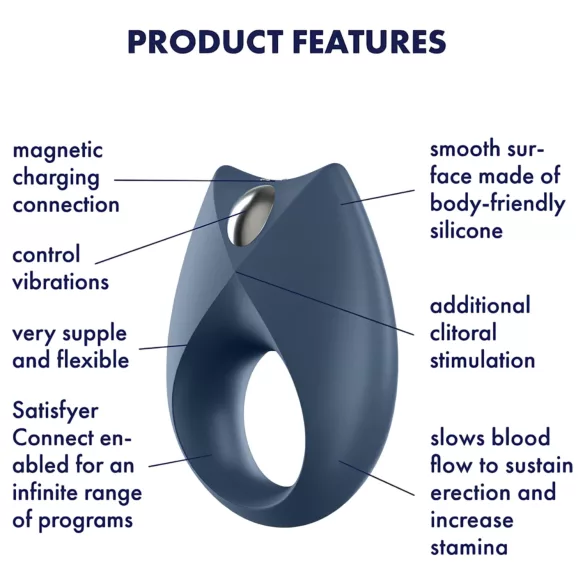 Satisfyer Royal One - programėle valdoma vibruojanti penio žiedas, vyrams (mėlynas)