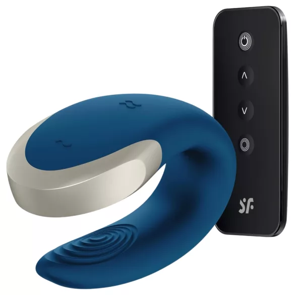 Satisfyer Double Love - porų vibratorius - valdomas programėle - mėlynas