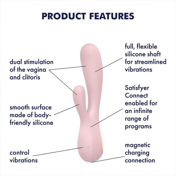 Satisfyer Mono Flex - išmanus atsparus vandeniui vibratorius (rožinis)