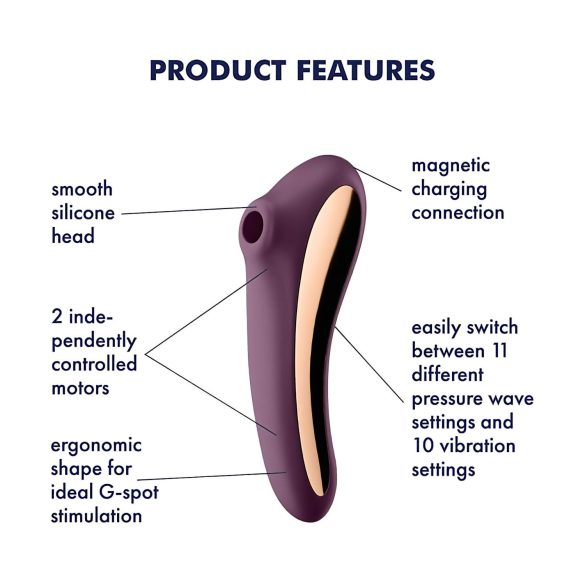 Satisfyer Dual Kiss - 2in1 vibratorius klitoriui ir makščiai - violetinis