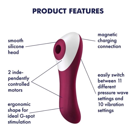 Satisfyer Dual Crush - vibratorius moterims - vaginalinis ir klitorio - raudonas