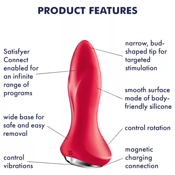 Satisfyer Rotator Plug 1 - analinis vibratorius su rutuliukais - raudonas