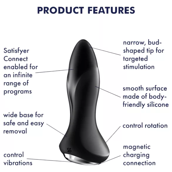 Satisfyer Rotator Plug 1 - analinis kaištis su karoliukais - juodas