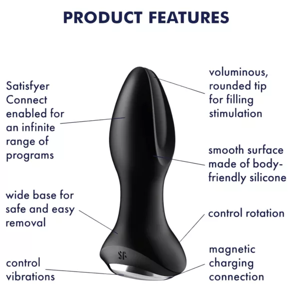 Satisfyer Rotator Plug 2 - analinis vibratorius su karoliukais - juodas