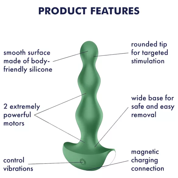 Satisfyer Lolli-Plug 2 - įkraunamas, vandeniui atsparus analinis vibratorius (žalias)