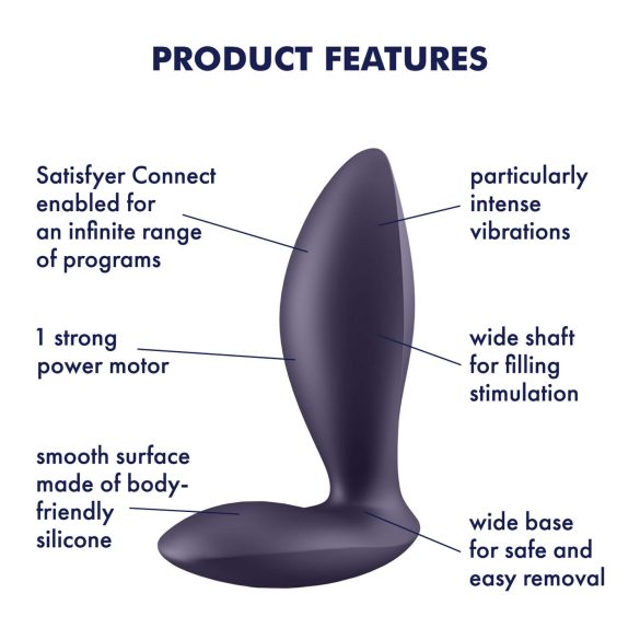 Satisfyer Power Plug - analinis vibruojantis kaištis - violetinis