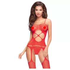   Penthouse Hot Nightfall - atvira bangų rašto tinklinė apranga - raudona - XL