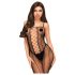 Penthouse Drop-Dead - juostuotas tinklas, atviras kombinezonas (juodas)