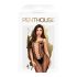 Penthouse Drop-Dead - juostuotas tinklas, atviras kombinezonas (juodas)