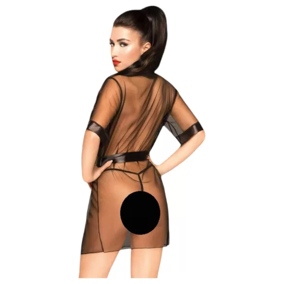 Penthouse - satino chalatas ir stringai - juoda