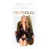 Penthouse Hypnotic Power - nėrinių trumpas chalatas ir stringai (juoda) - XL