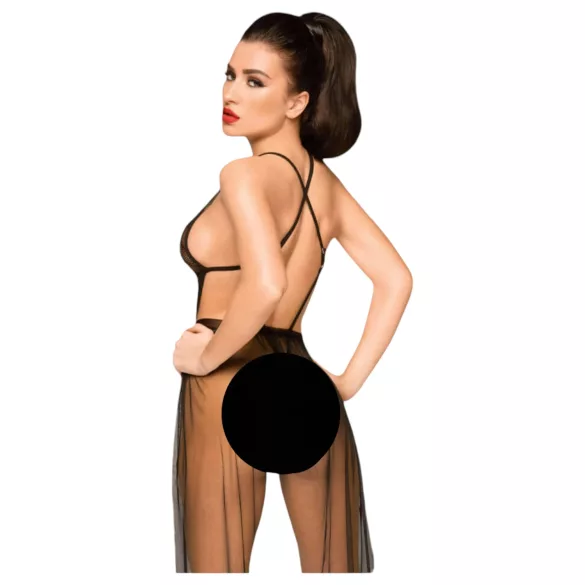 Penthouse Best Forplay - nėriniuotas bodis su tiulio skarele - juodas - L/XL