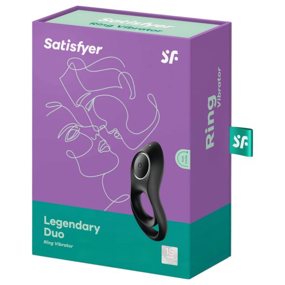 Satisfyer Legendary Duo - vibruojantis penio žiedas - įkraunamas - juodas