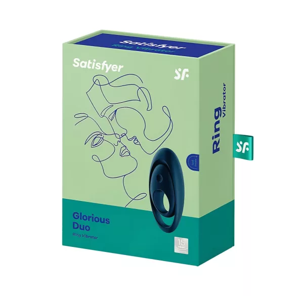 Satisfyer Glorious Duo - vibruojantis penio žiedas - mėlynas